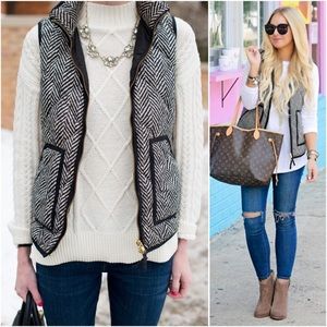 J. CREW Excursion Vest Herringbone Puffer Print XS